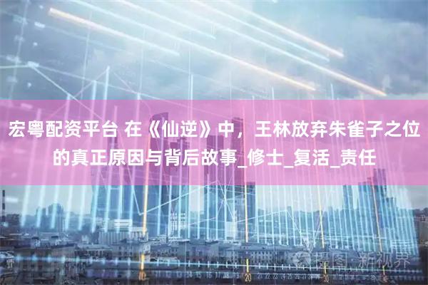 宏粤配资平台 在《仙逆》中，王林放弃朱雀子之位的真正原因与背后故事_修士_复活_责任