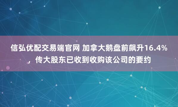 信弘优配交易端官网 加拿大鹅盘前飙升16.4%，传大股东已收到收购该公司的要约